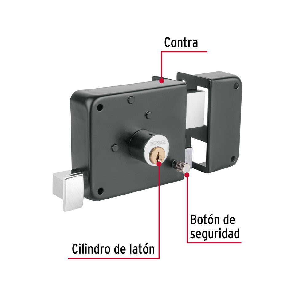 Cerradura sobreponer der instala-fácil, tradicional, negro Caja con 3, 48369