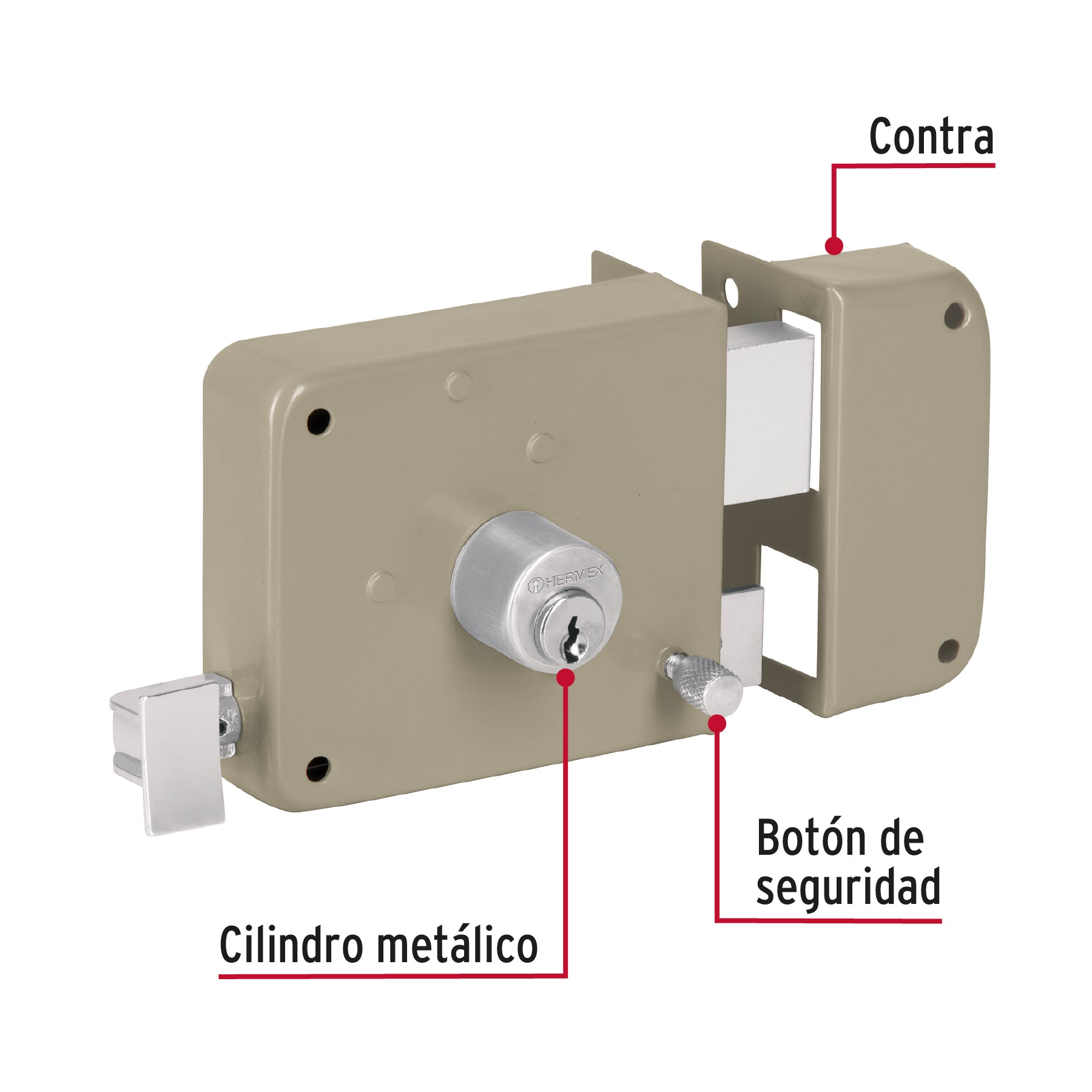 Cerradura sobreponer der instala-fácil, caja, Hermex Basic, 27047