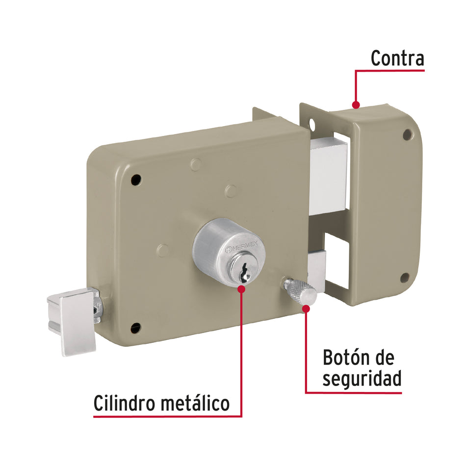 Cerradura sobreponer der instala-fácil, caja, Hermex Basic Caja con 3, 27047