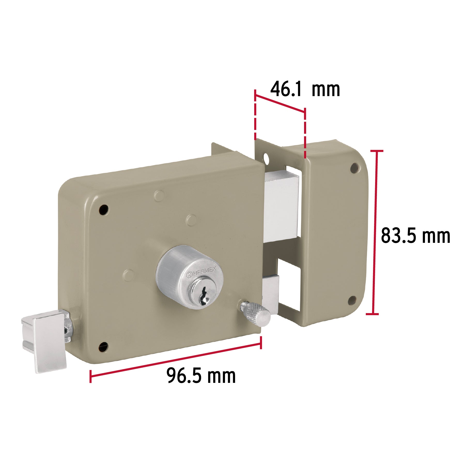 Cerradura sobreponer der instala-fácil, caja, Hermex Basic, 27047