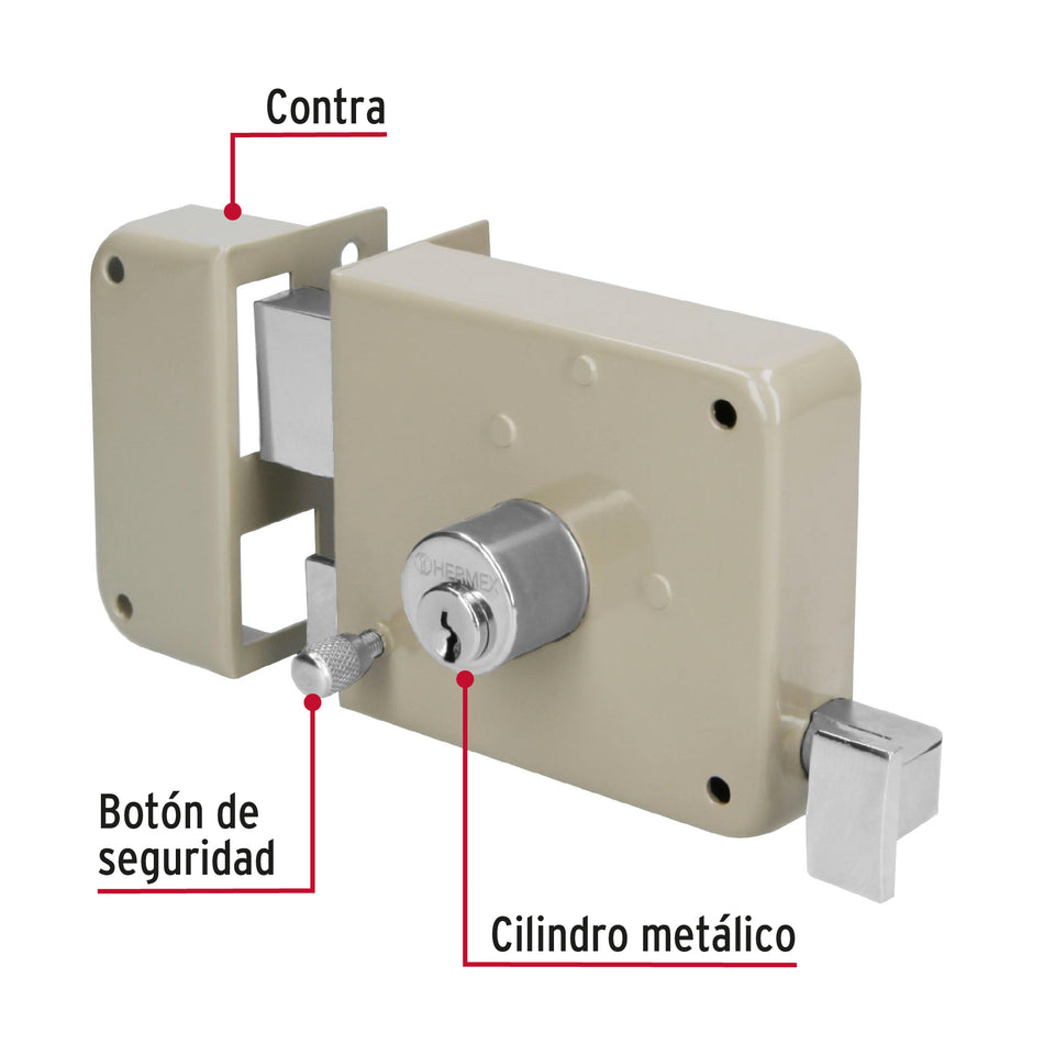 Cerradura sobreponer izq instala-fácil, caja, Hermex Basic Caja con 3, 27046