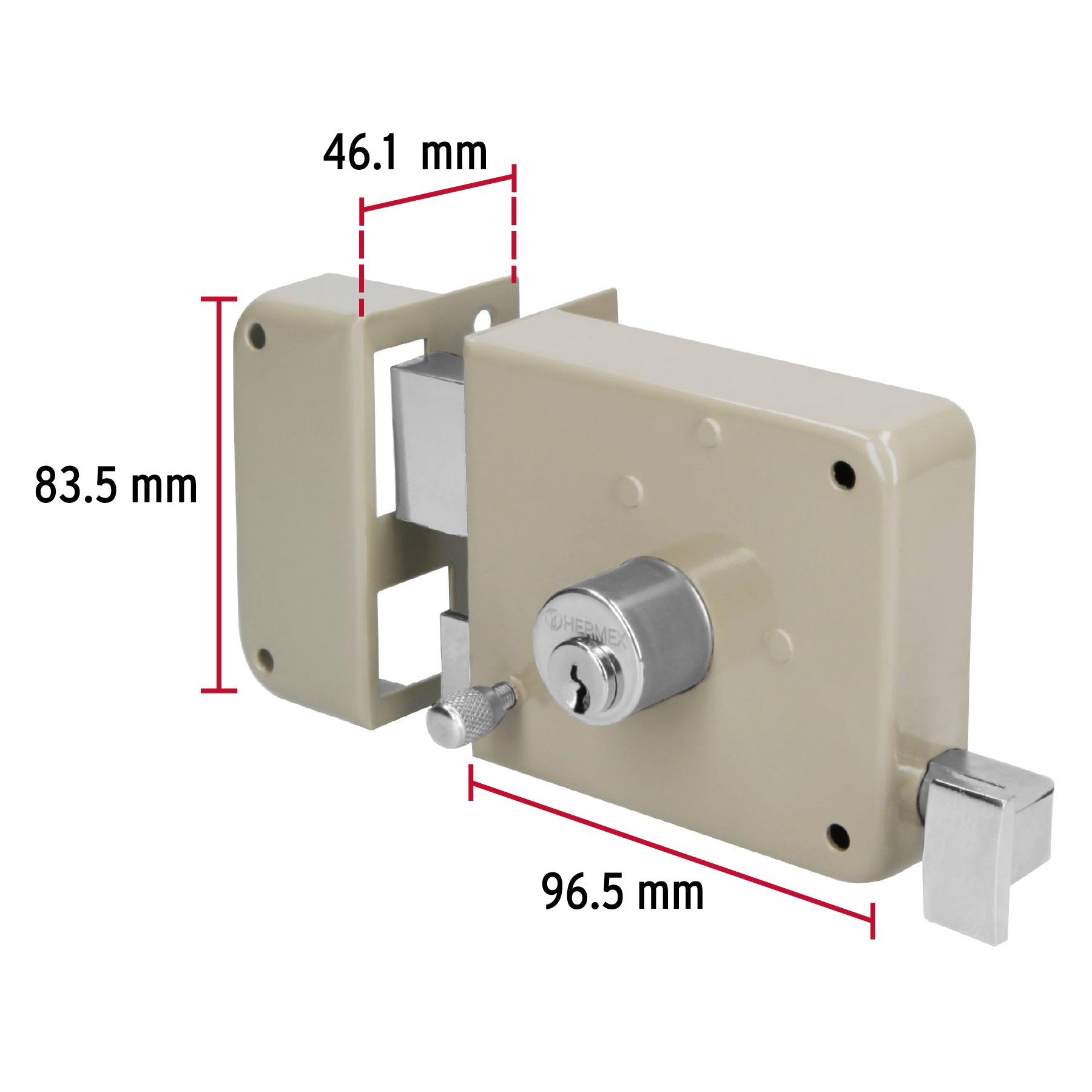 Cerradura sobreponer izq instala-fácil, caja, Hermex Basic, 27046