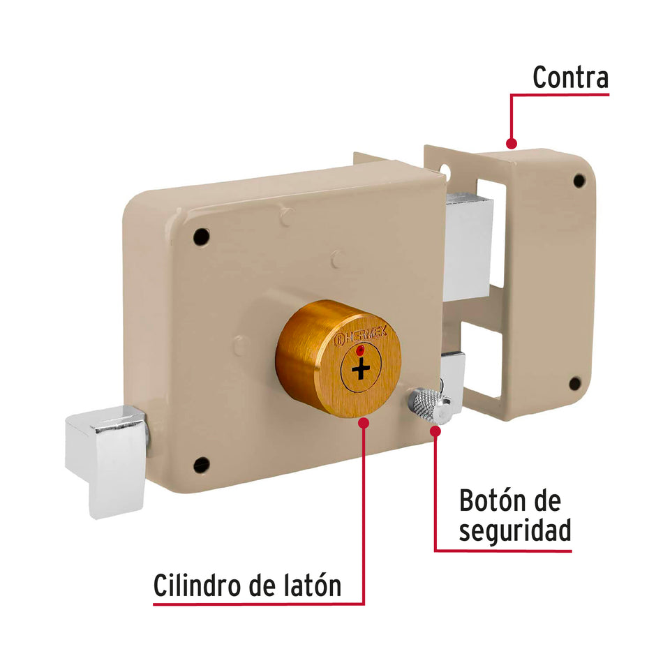 Cerradura sobreponer derecha clásica, llave tetra, blíster Caja con 3, 43529