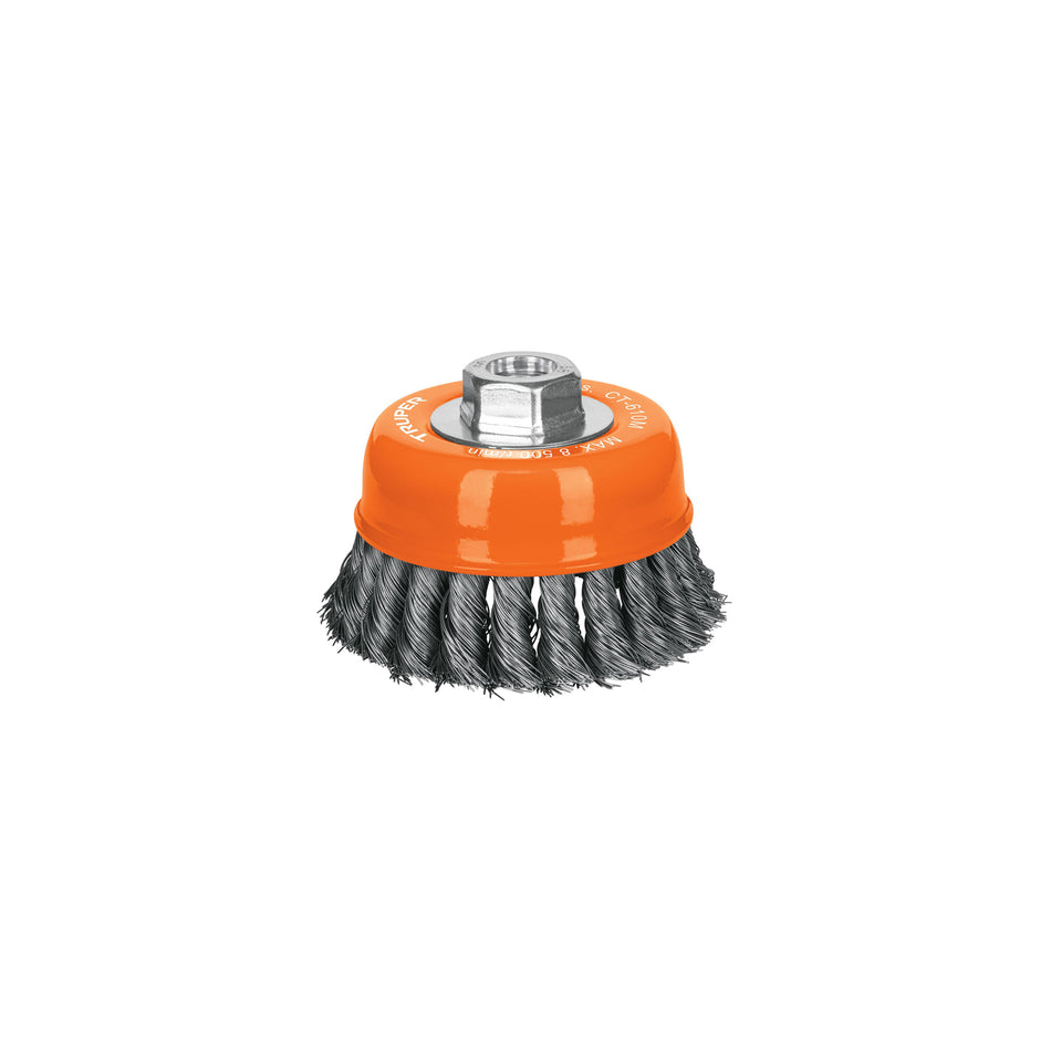 Carda copa 4' alambre trenzado fino, eje M14, Truper Caja con 4, 14185