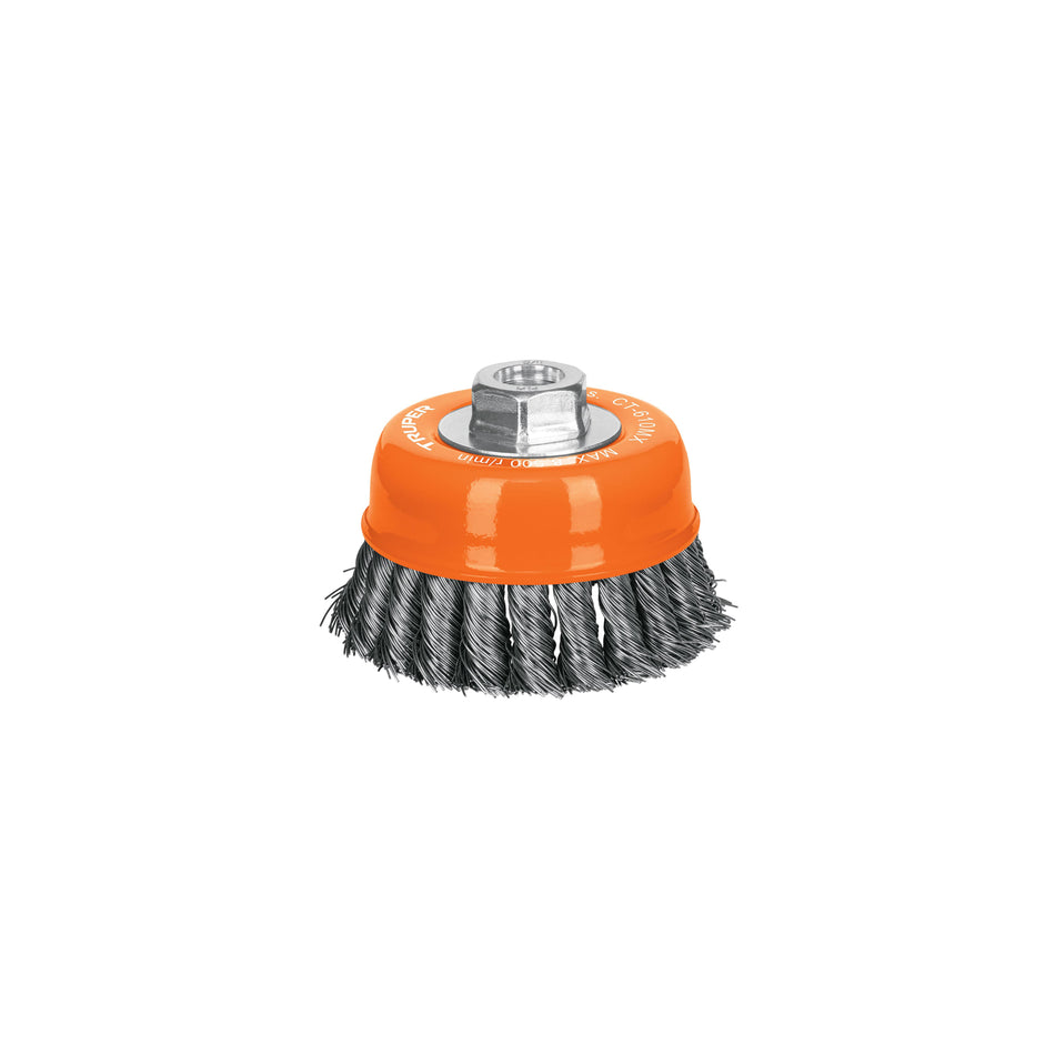 Carda copa 4' alambre trenzado grueso, eje M14, Truper Caja con 4, 17532