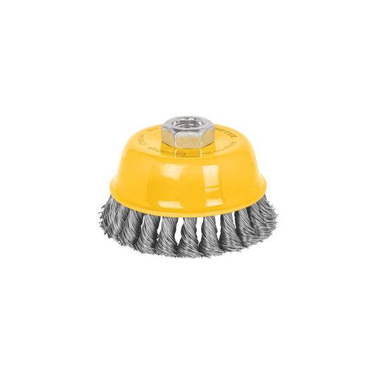 Carda copa 4' alambre trenzado grueso, eje 5/8'-11, Pretul Caja con 4, 28259