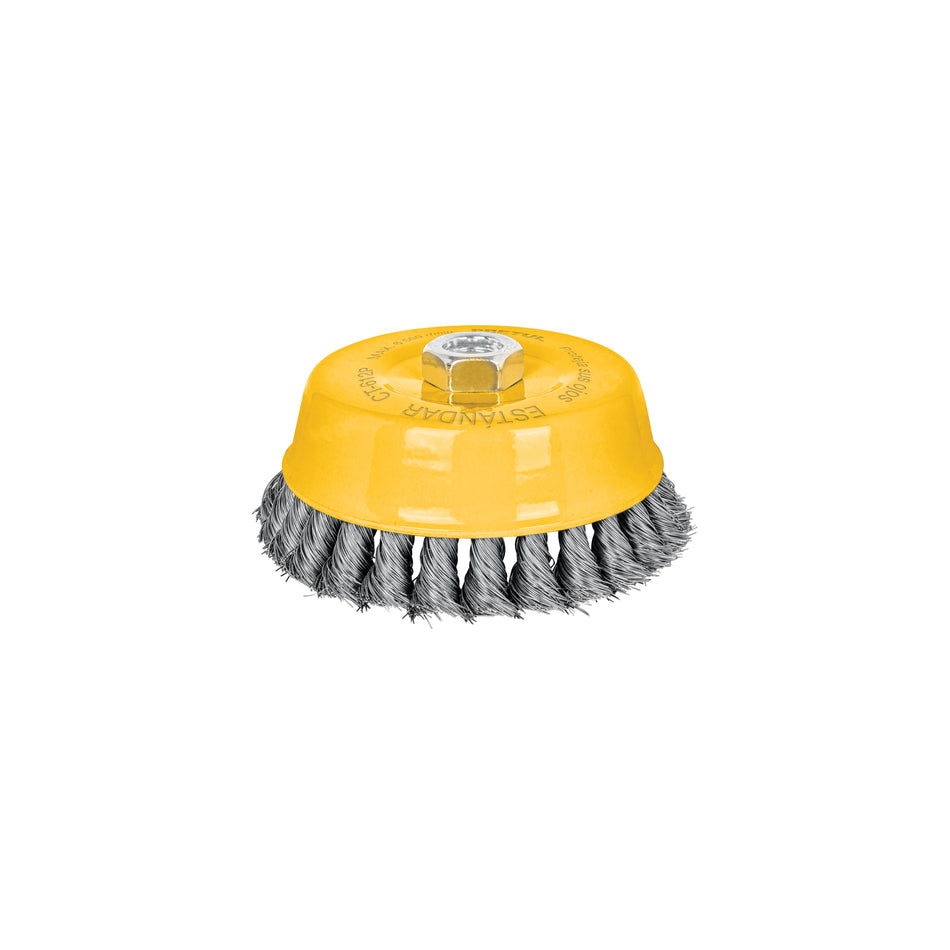 Carda copa 5' alambre trenzado fino, eje 5/8'-11, Pretul Caja con 4, 28260
