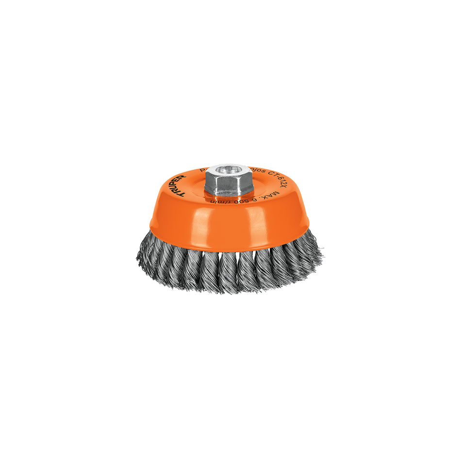 Carda copa 5' alambre trenzado grueso, eje 5/8'-11, Truper Caja con 4, 11542