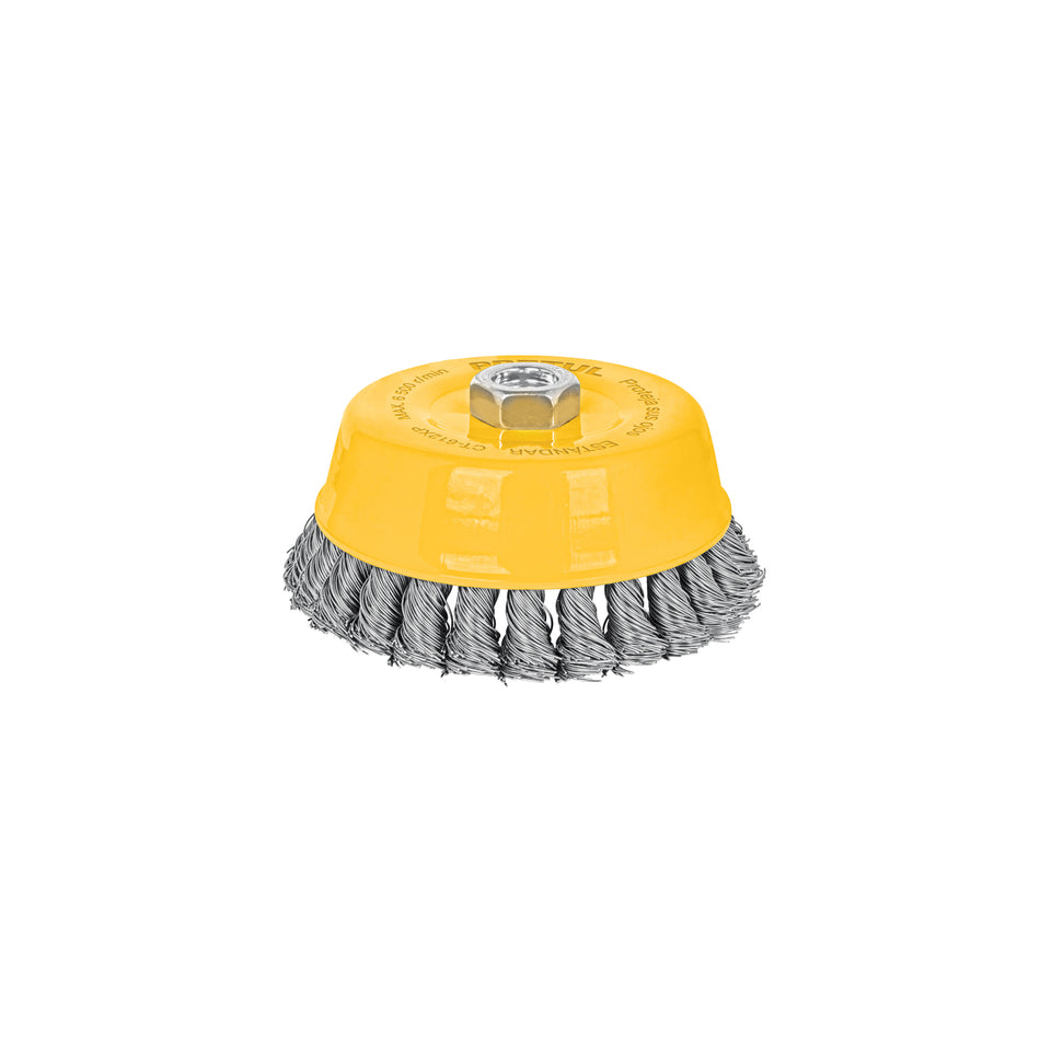 Carda copa 5' alambre trenzado grueso, eje 5/8'-11, Pretul Caja con 4, 28261