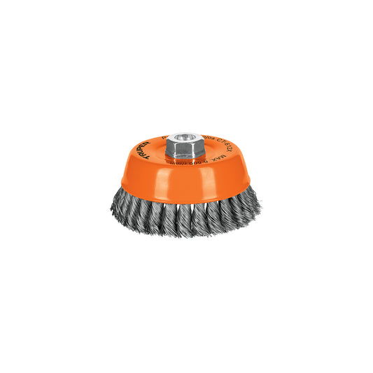 Carda copa 5' alambre trenzado grueso, eje 5/8'-11, Truper Caja con 4, 11542