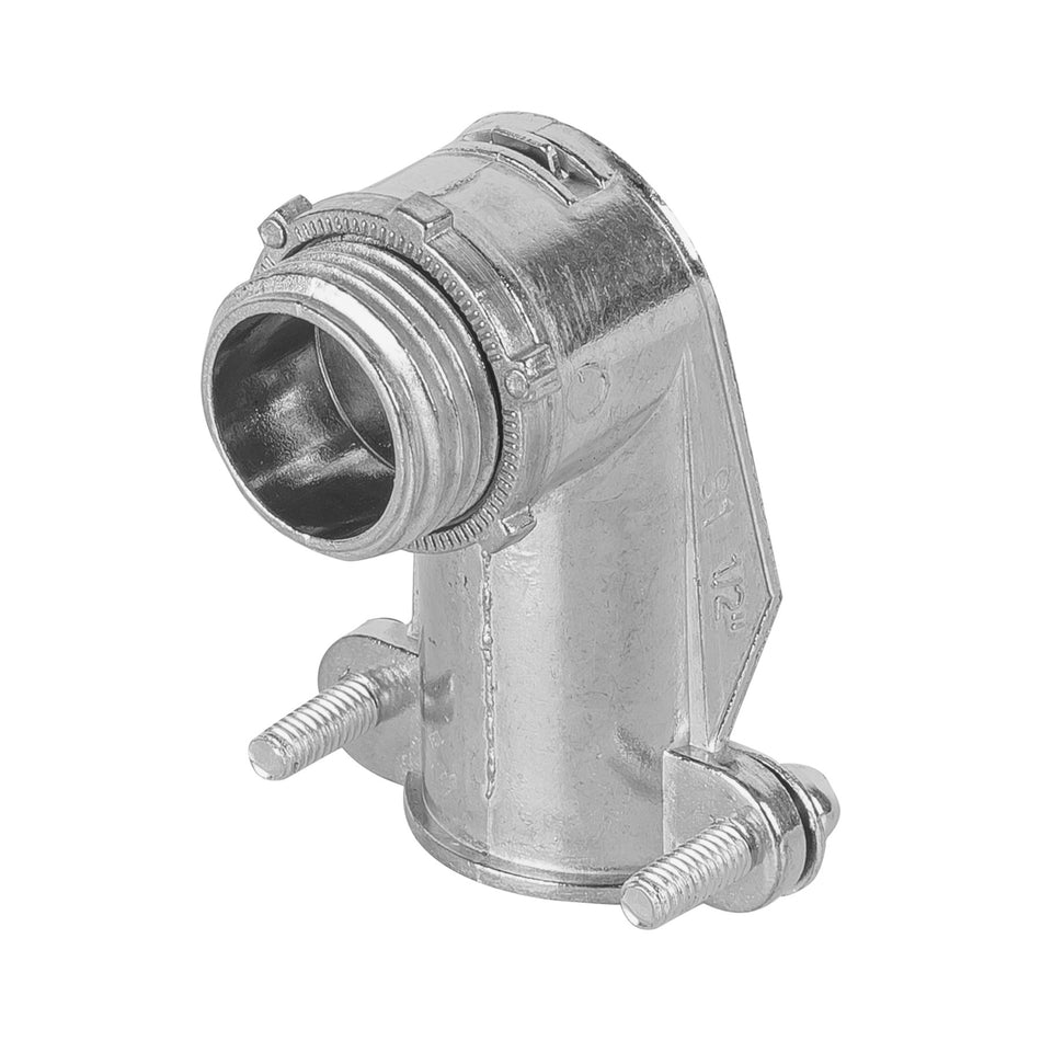 Conector curvo 1/2' para tubo flexible metálico, Volteck Caja con 10, 47343