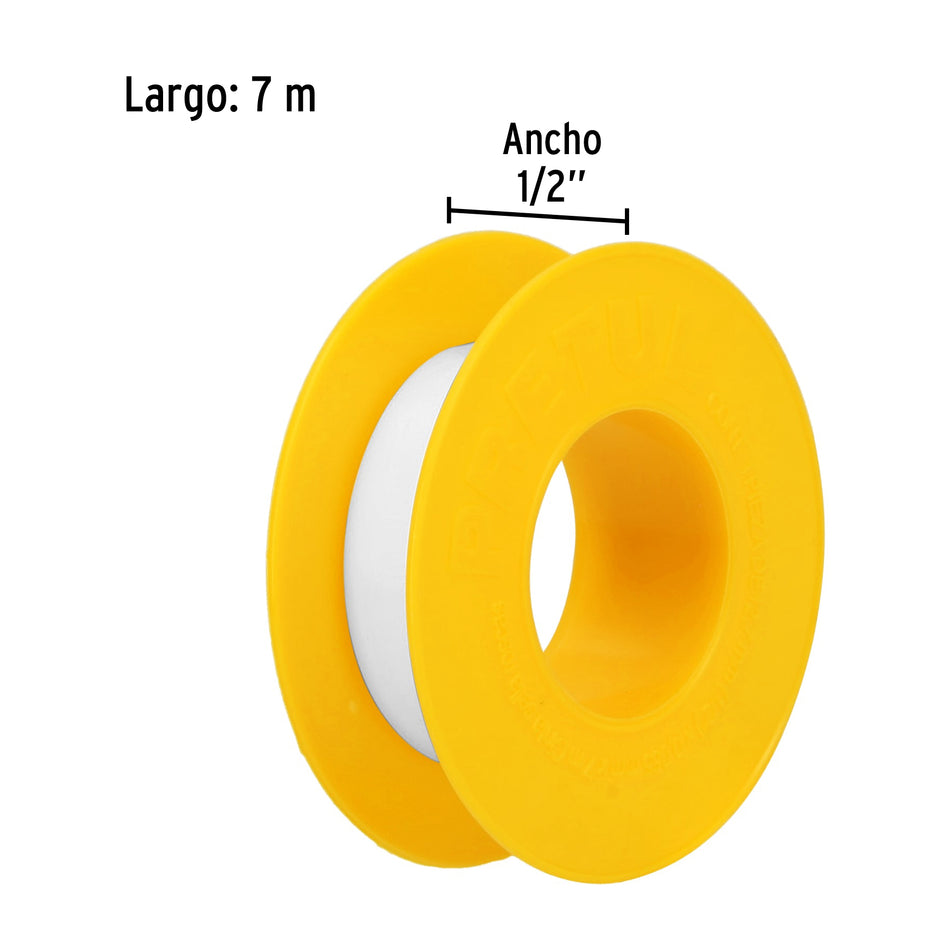 Cinta sella roscas 1/2' X 7 m de largo, Pretul Caja con 100, 27010