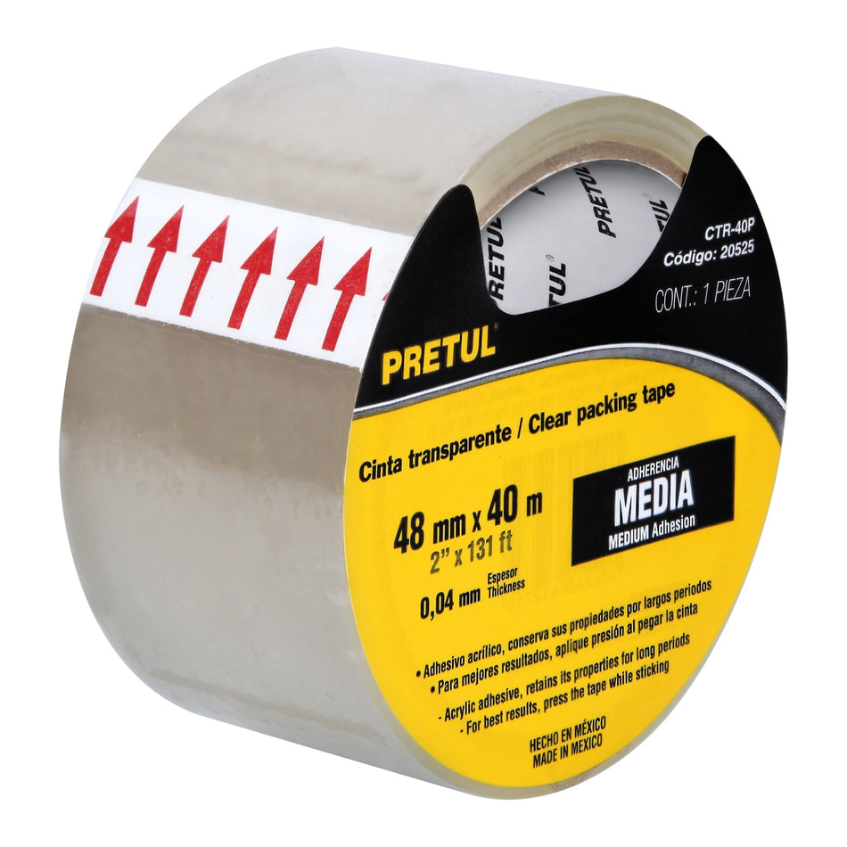 Cinta de empaque 48 mm x 40 m transparente, Pretul Caja con 12, 20525