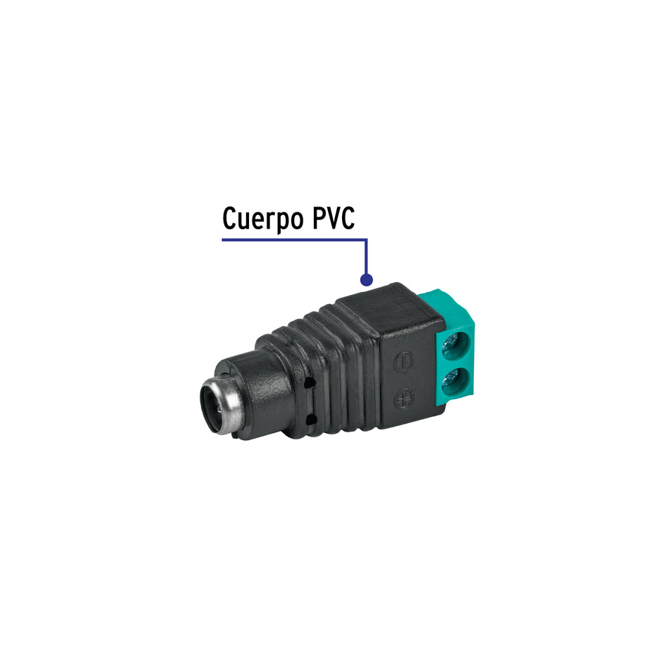 Conector de energía para CCTV tipo hembra, Volteck Caja con 10, 49795