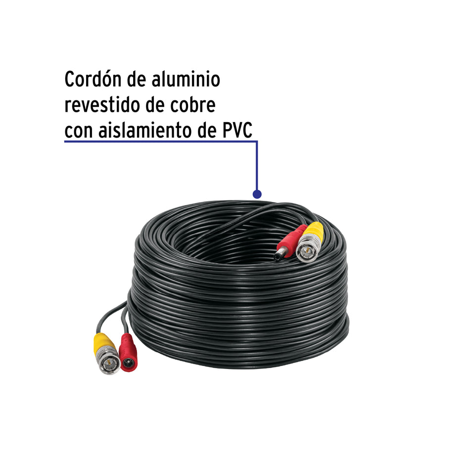 Cable Video y Energía Tipo Siamés CCTV, 30 metros, Volteck, 49792