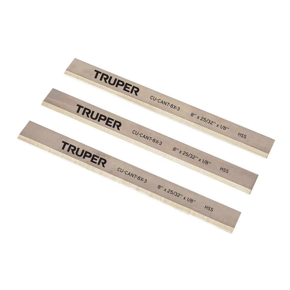 Cuchillas para canteadora CANT-8X, 3 pzs en caja, TRUPER, 102161