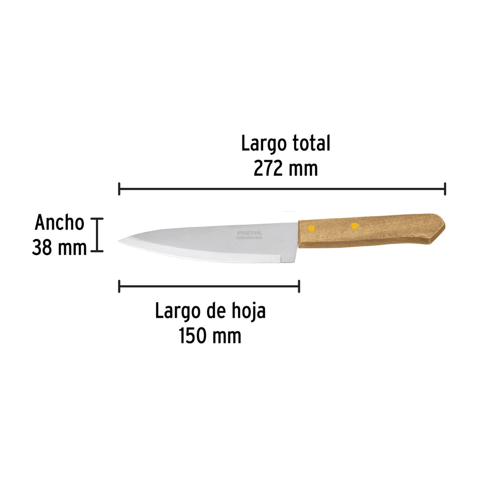 Cuchillo de chef 6' mango de madera, Pretul Caja con 6, 23080