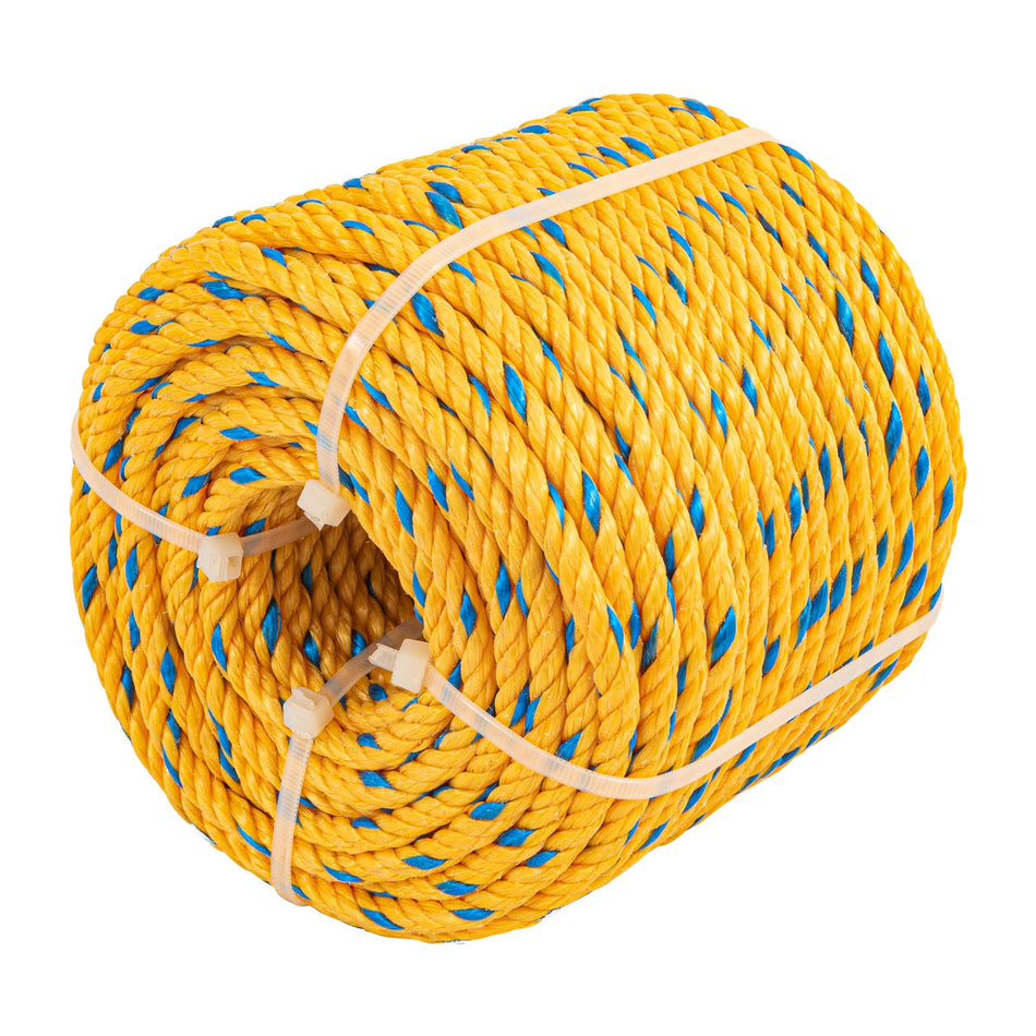 Metro de cuerda amarilla de polipropileno 6 mm, rollo 46m Caja con 6m, 40093