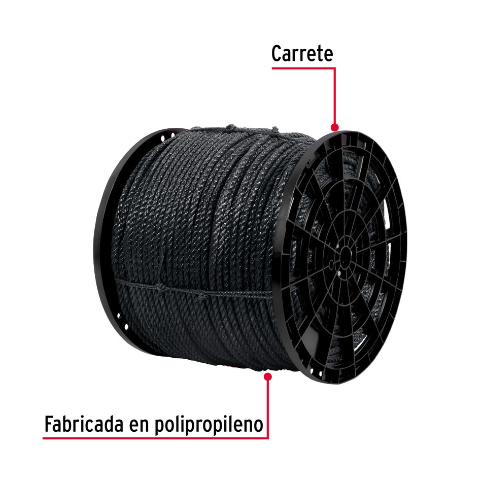 Kilo de cuerda negra de polipropileno 13 mm, carrete 30kg Caja con 30, 40767