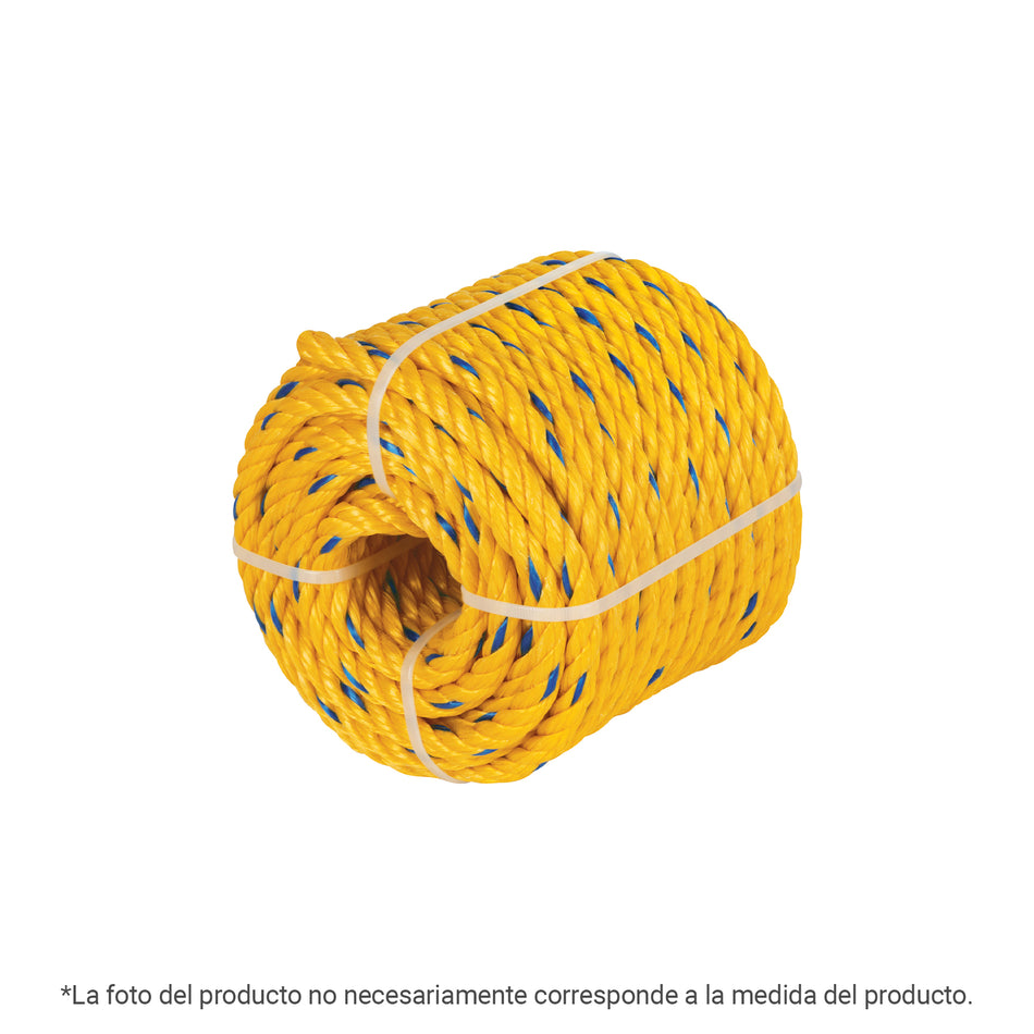 Metro cuerda amarilla de polipropileno 19mm, rollo 7m Caja con 42, 40994