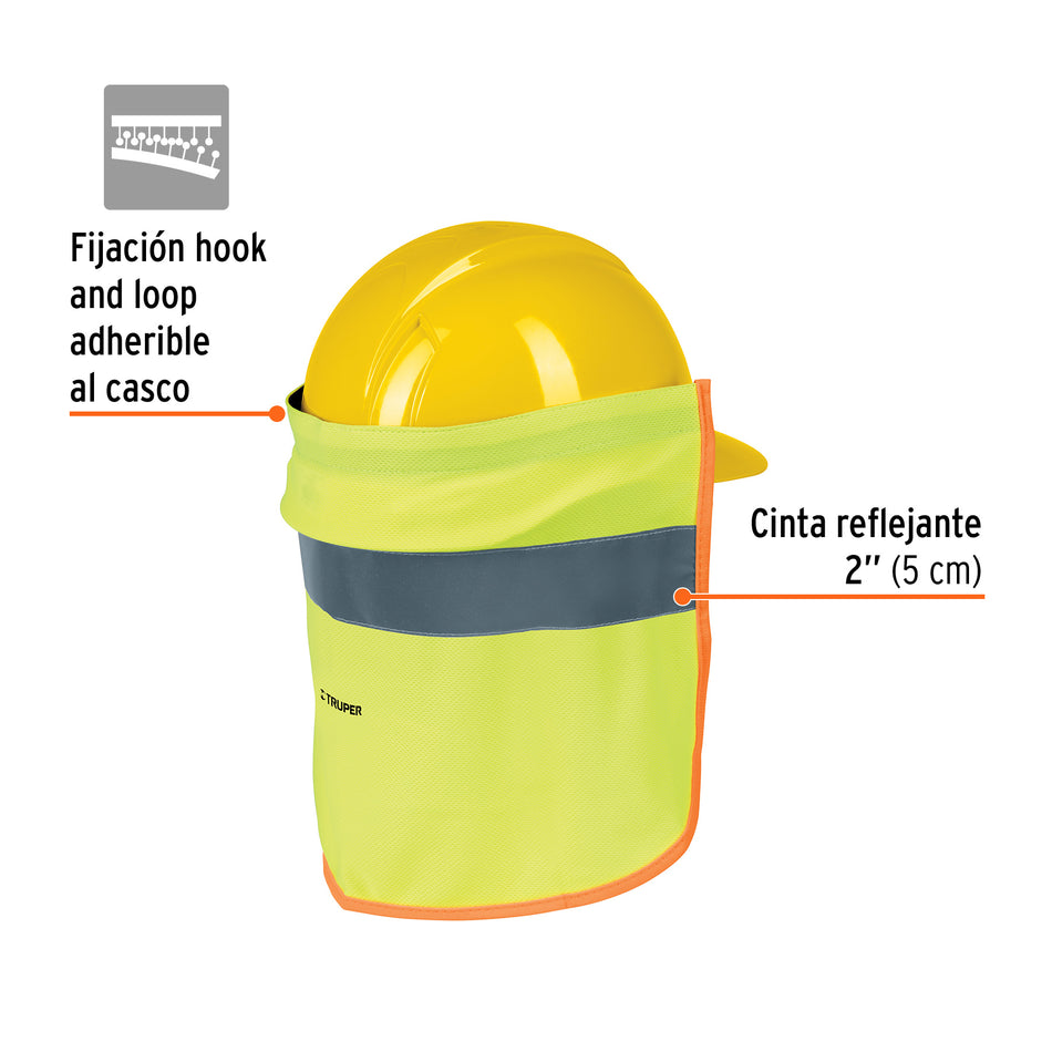 Cubrenuca para casco, verde con reflejante, Truper Caja con 4, 13165