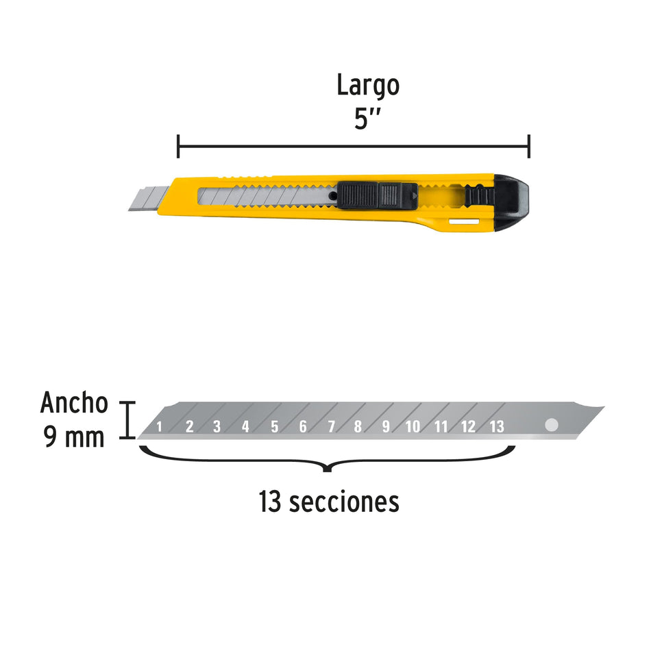 Cutter 9 mm plástico, Pretul Caja con 12, 22403