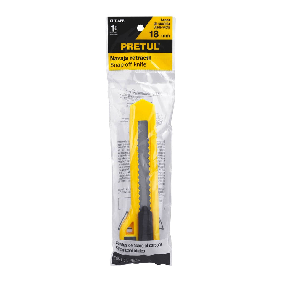 Cutter 18 mm plástico, Pretul Caja con 12, 22405