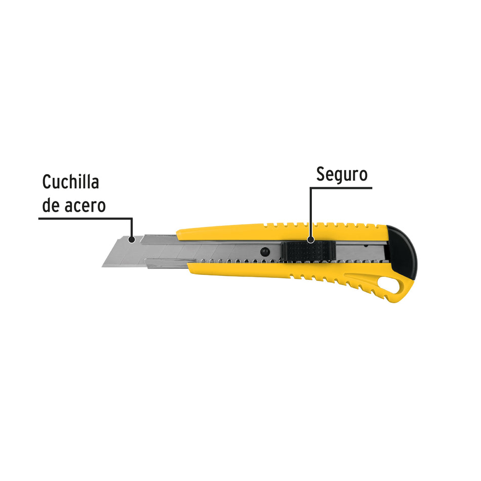 Cutter 18 mm plástico con alma metálica, Pretul Caja con 12, 22396