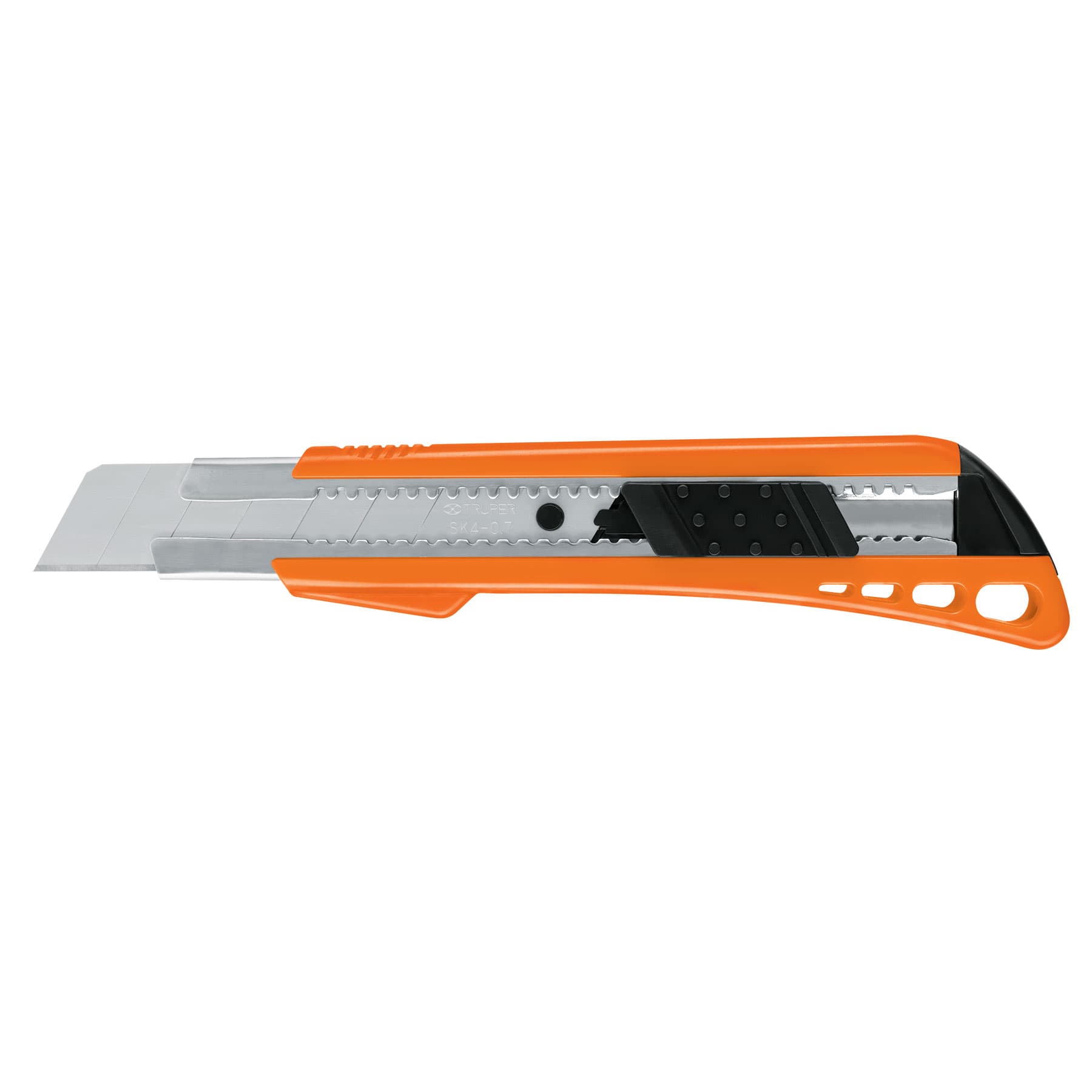 Cutter 25 mm reforzado de plástico con alma metálica, Truper Caja con 6, 17904
