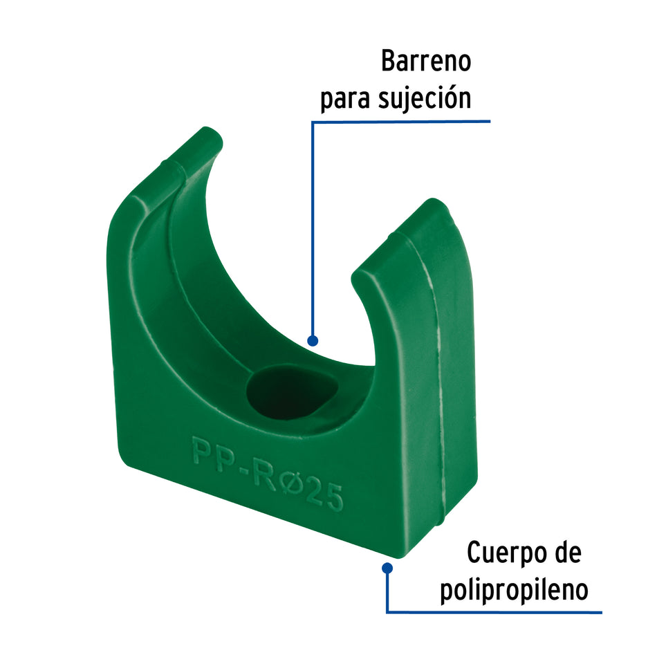 Abrazadera PPR, 3/4', tipo U, Foset Caja con 20, 46796