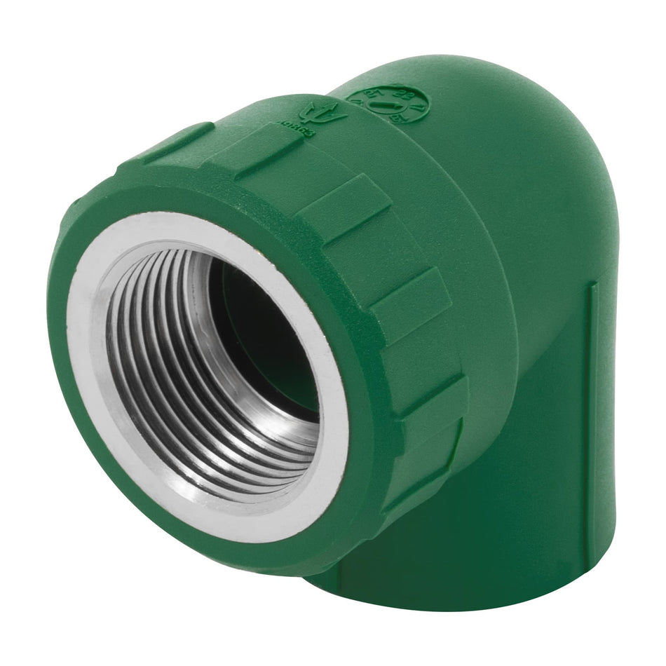 Codo 90° PPR, 1', rosca hembra con inserto metálico, Foset Caja con 10, 49863