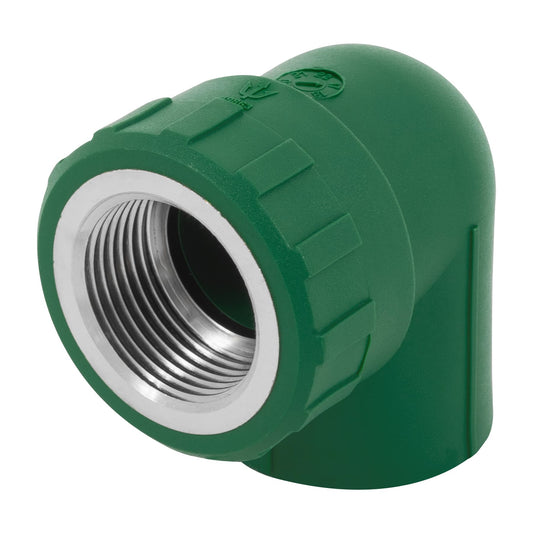 Codo 90° PPR, 1', rosca hembra con inserto metálico, Foset Caja con 10, 49863