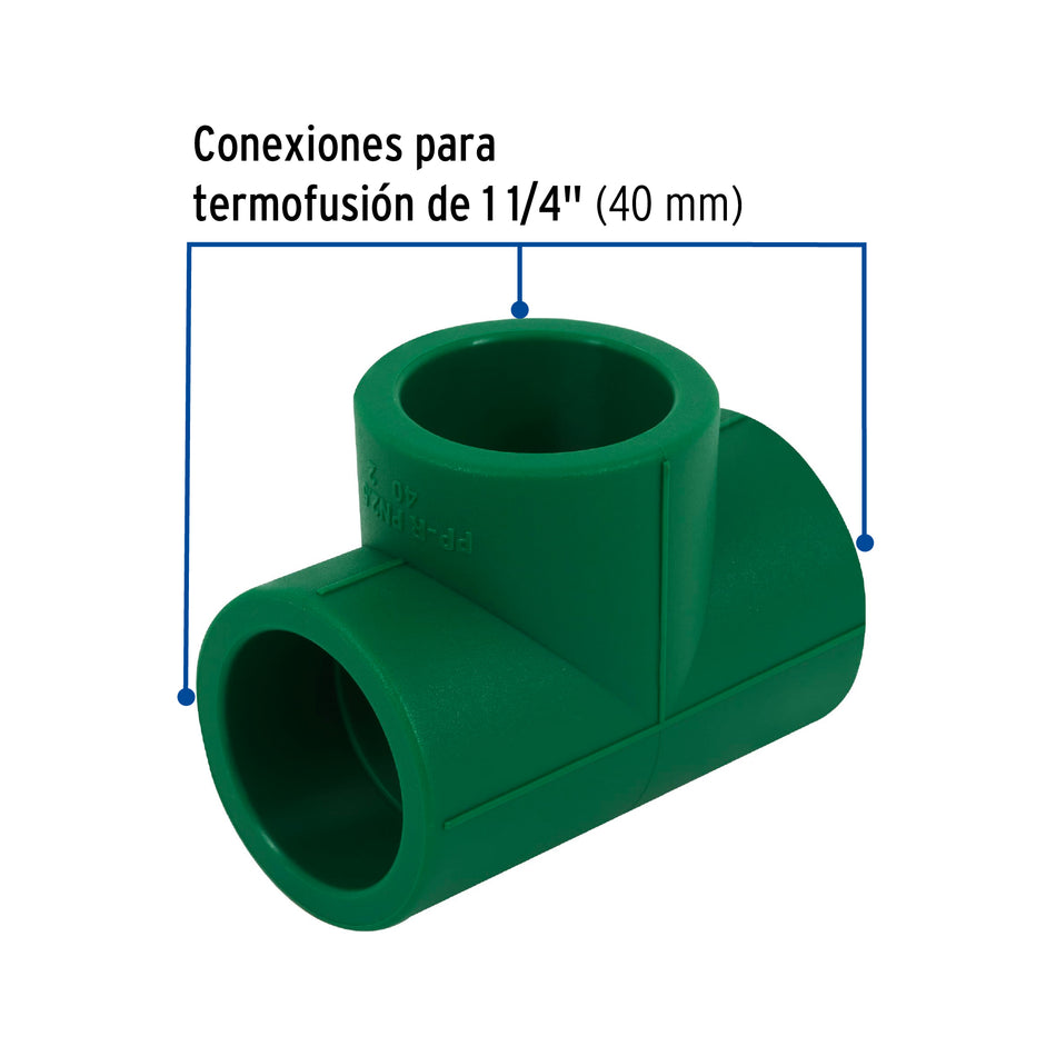 Tee sencilla de PPR 1-1/4', Foset Caja con 4, 45465