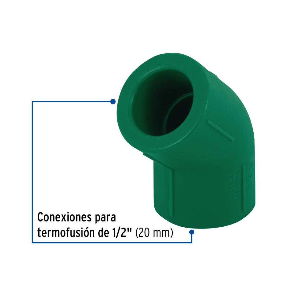 Codo 45° PPR, 1/2', Foset Caja con 10, 49867