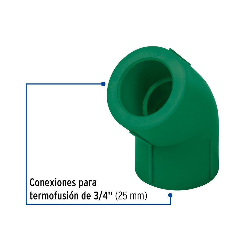 Codo 45° PPR, 3/4', Foset Caja con 10, 49868