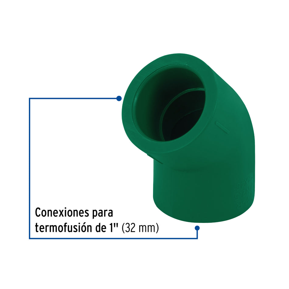 Codo 45° PPR, 1', Foset Caja con 10, 49869