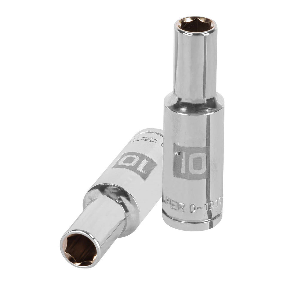 Dado largo de 10 mm, 6 puntas, cuadro 1/2', Truper Caja con 6, 13350