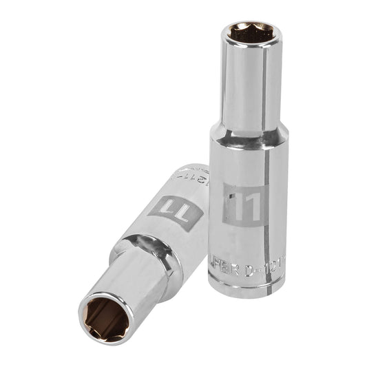 Dado largo de 11 mm, 6 puntas, cuadro 1/2', Truper Caja con 6, 13351