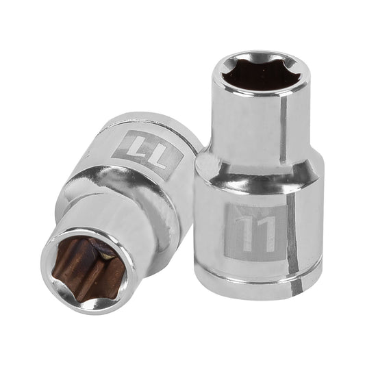 Dado de 11 mm, 6 puntas, cuadro 1/2', Truper Caja con 6, 13261
