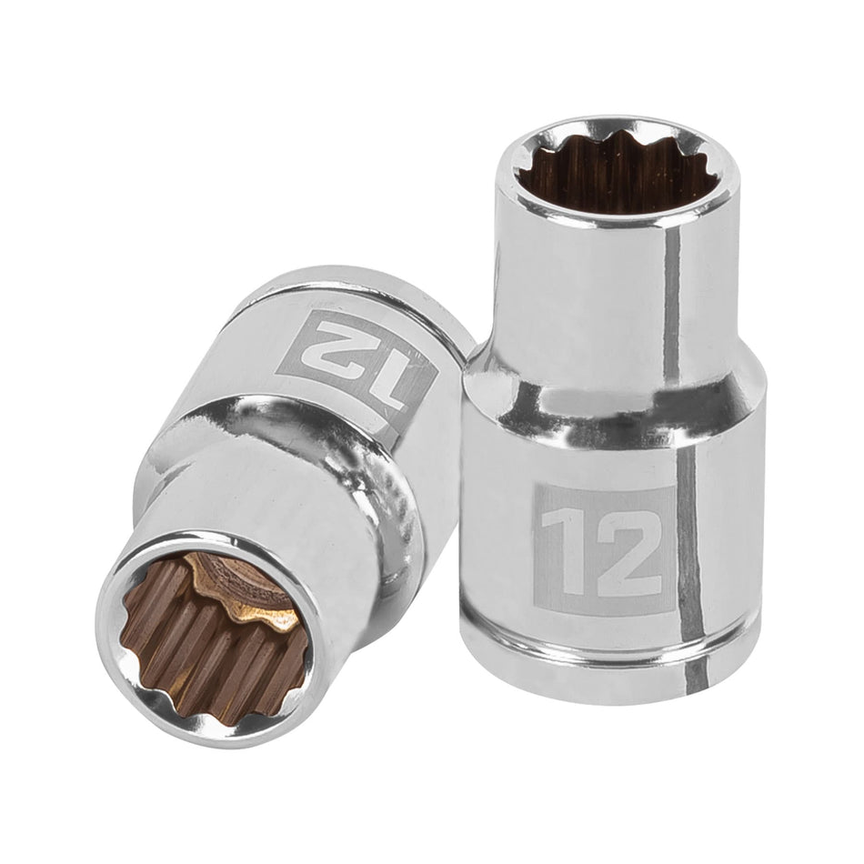 Dado de 12 mm, 12 puntas, cuadro 1/2', Truper Caja con 6, 13526