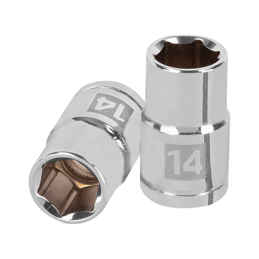 Dado de 14 mm, 6 puntas, cuadro 1/2', Truper Caja con 6, 13264