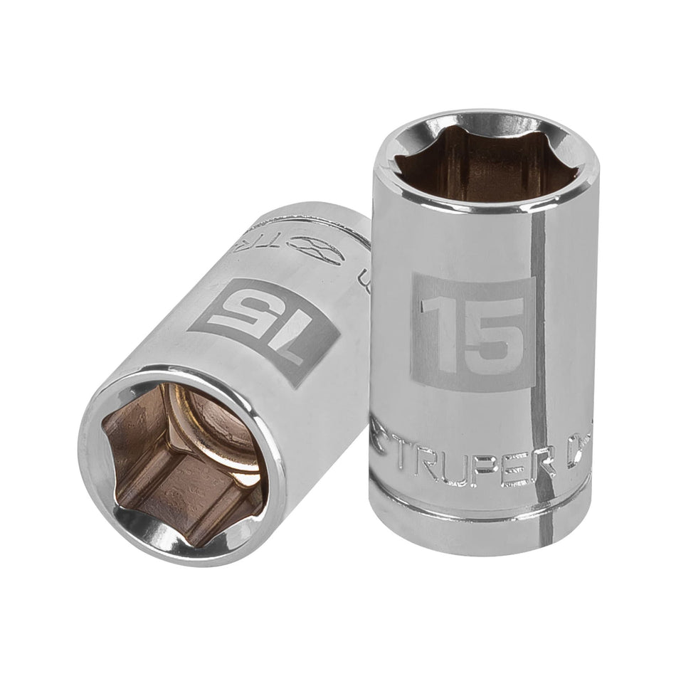 Dado de 15 mm, 6 puntas, cuadro 1/2', Truper Caja con 6, 13265