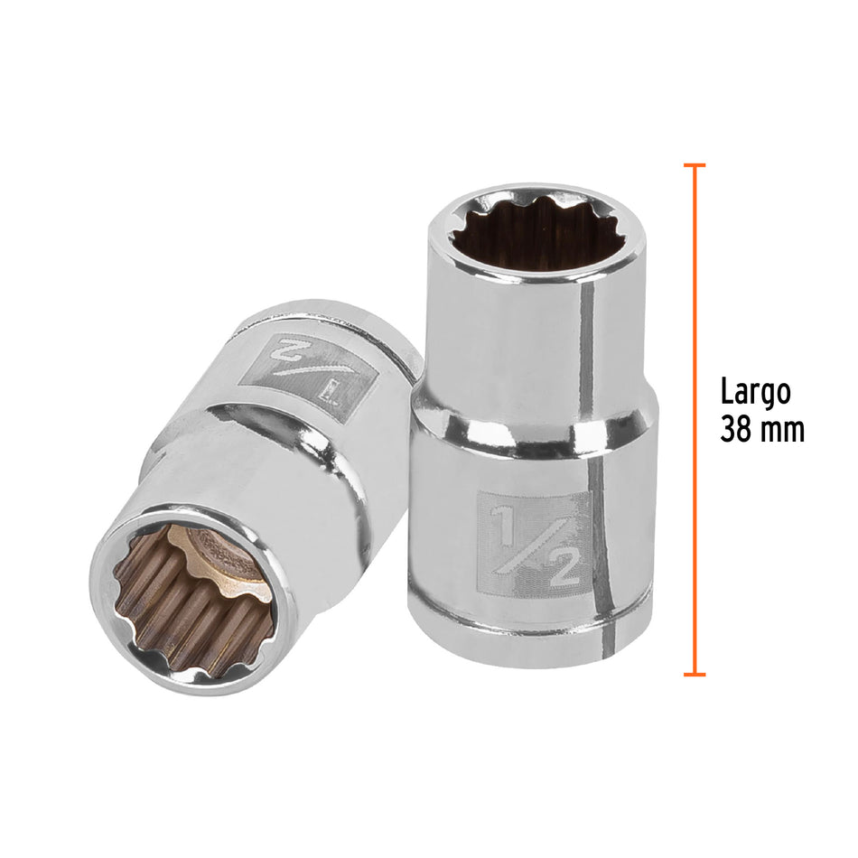 Dado de 1/2', 12 puntas, cuadro 1/2', Truper Caja con 6, 13302