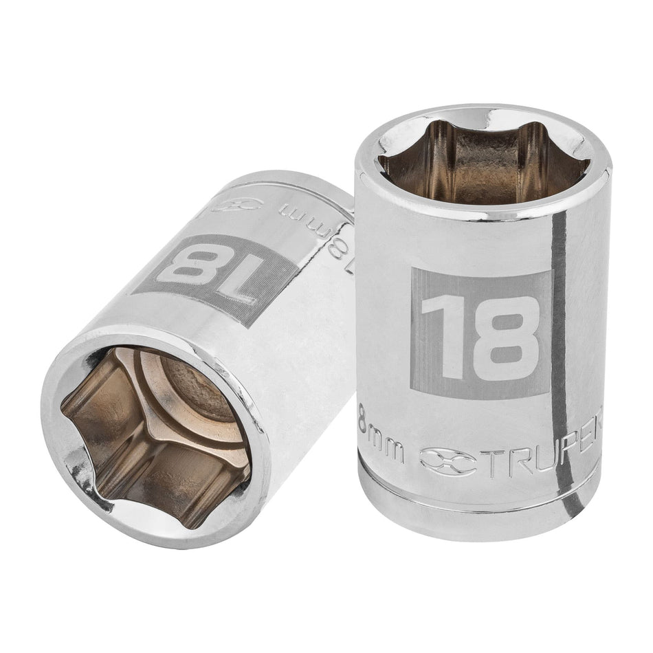 Dado de 18 mm, 6 puntas, cuadro 1/2', Truper Caja con 6, 13268