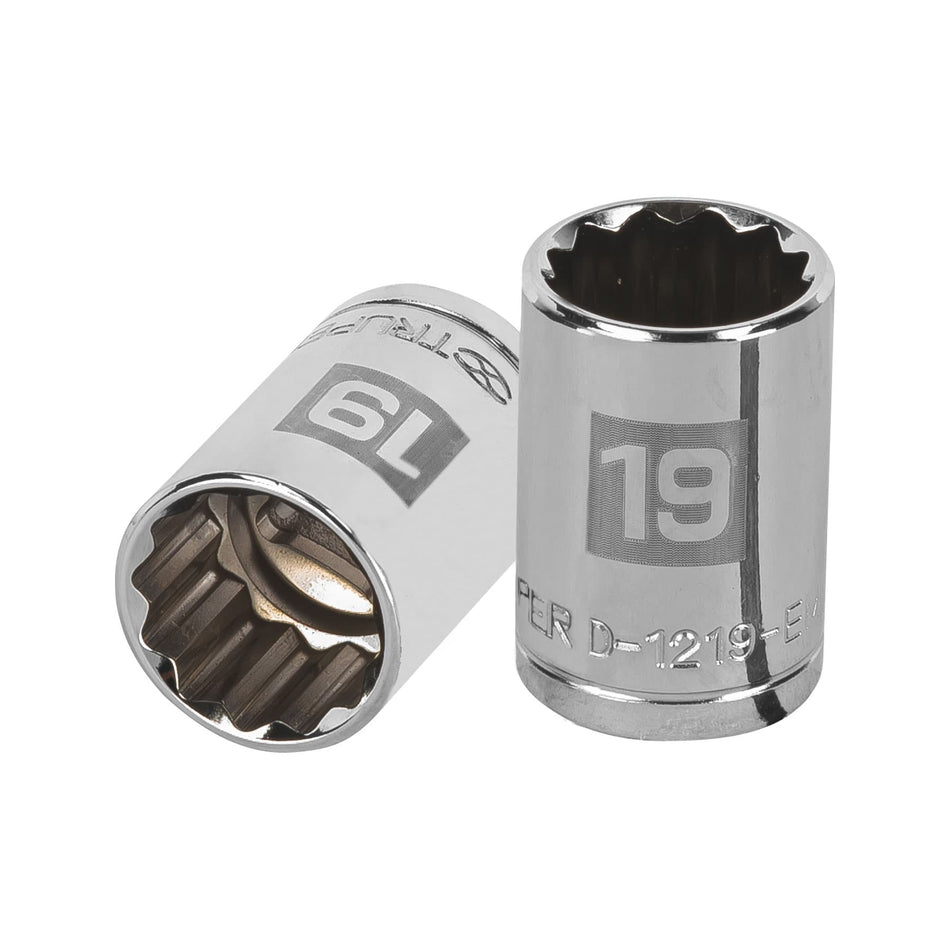 Dado de 19 mm, 12 puntas, cuadro 1/2', Truper Caja con 6, 13533