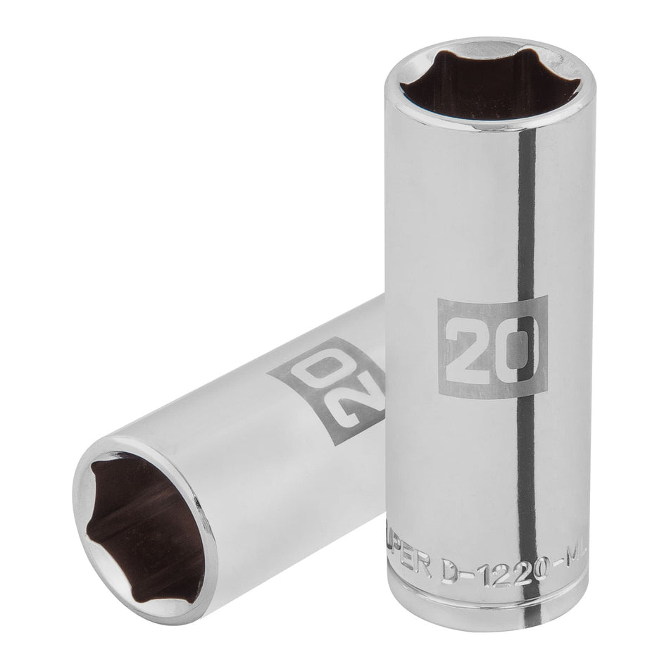 Dado largo de 20 mm, 6 puntas, cuadro 1/2', Truper Caja con 6, 101008