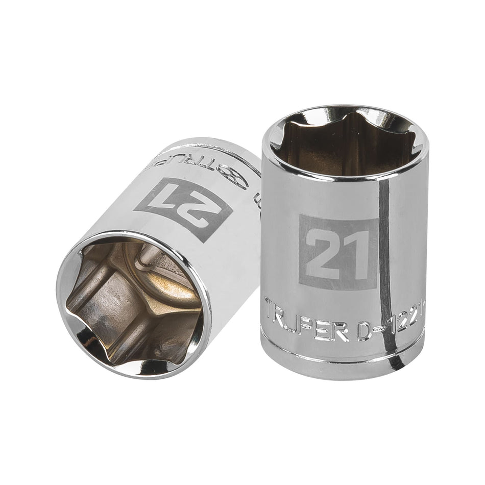 Dado de 21 mm, 6 puntas, cuadro 1/2', Truper Caja con 6, 13271