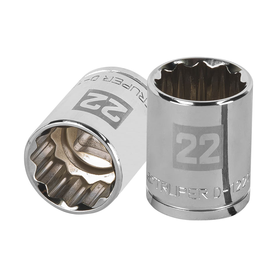 Dado de 22 mm, 12 puntas, cuadro 1/2', Truper Caja con 6, 13536