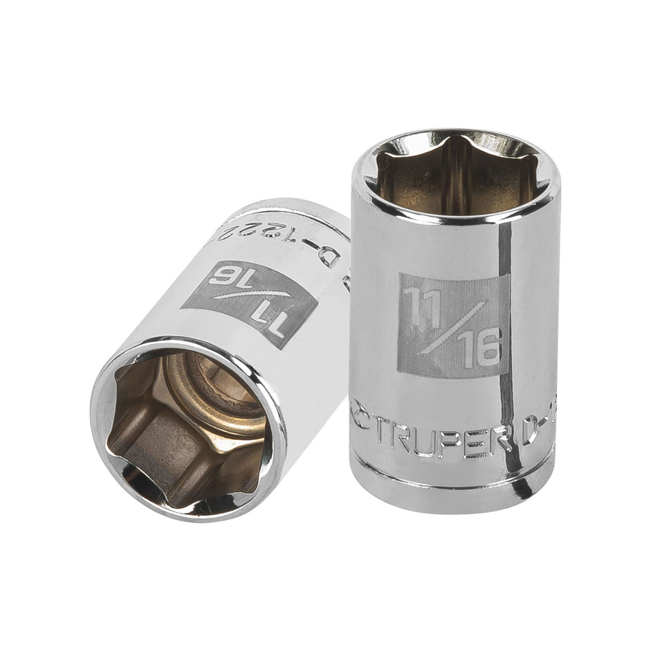 Dado de 11/16', 6 puntas, cuadro 1/2', Truper Caja con 6, 13235