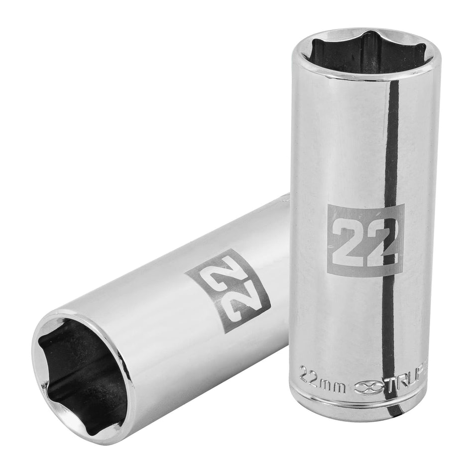 Dado largo de 22 mm, 6 puntas, cuadro 1/2', Truper Caja con 6, 101010